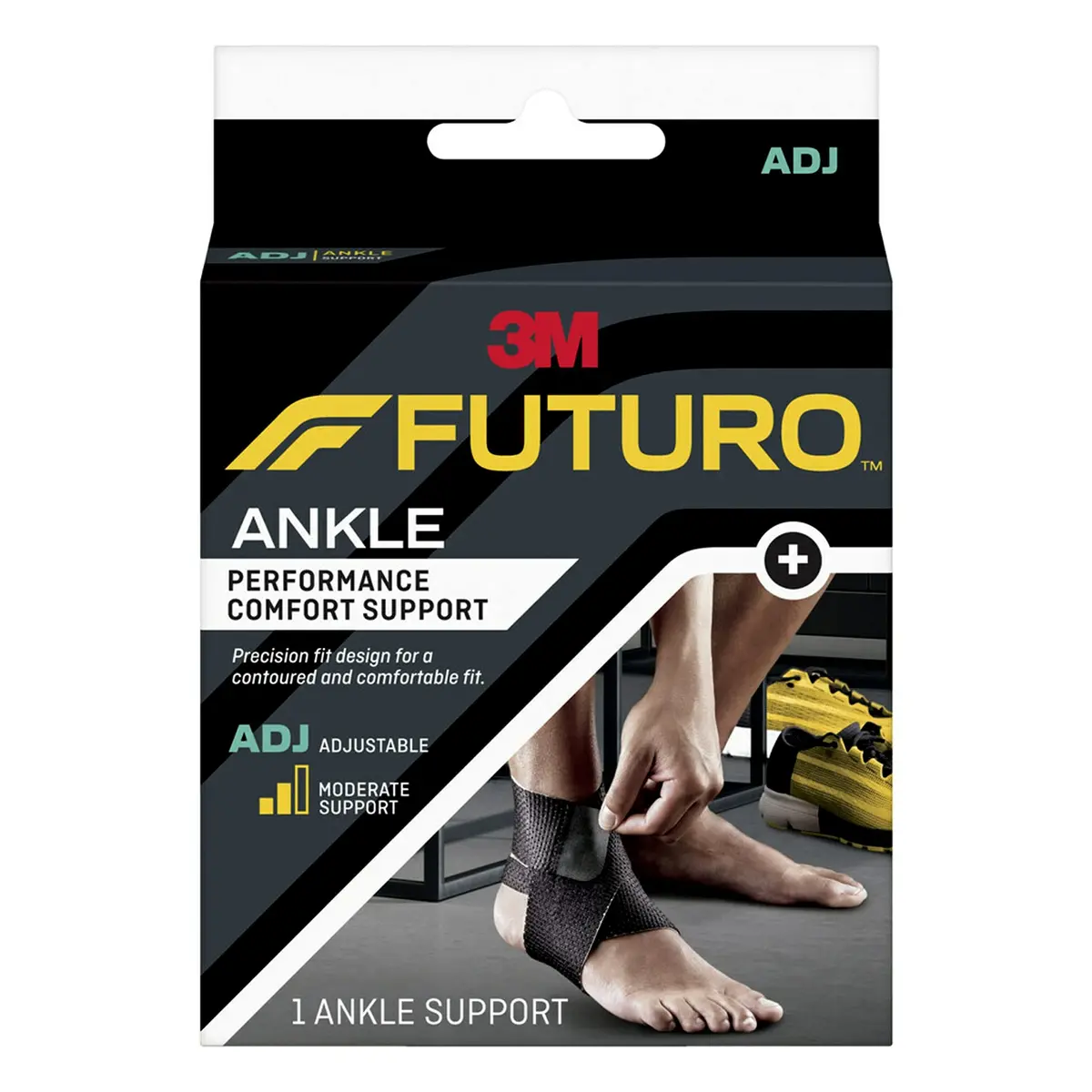 Futuro Performance Comfort Ankle Support, Adjustable Black | Moderate Support & Breathable Materials - main product image