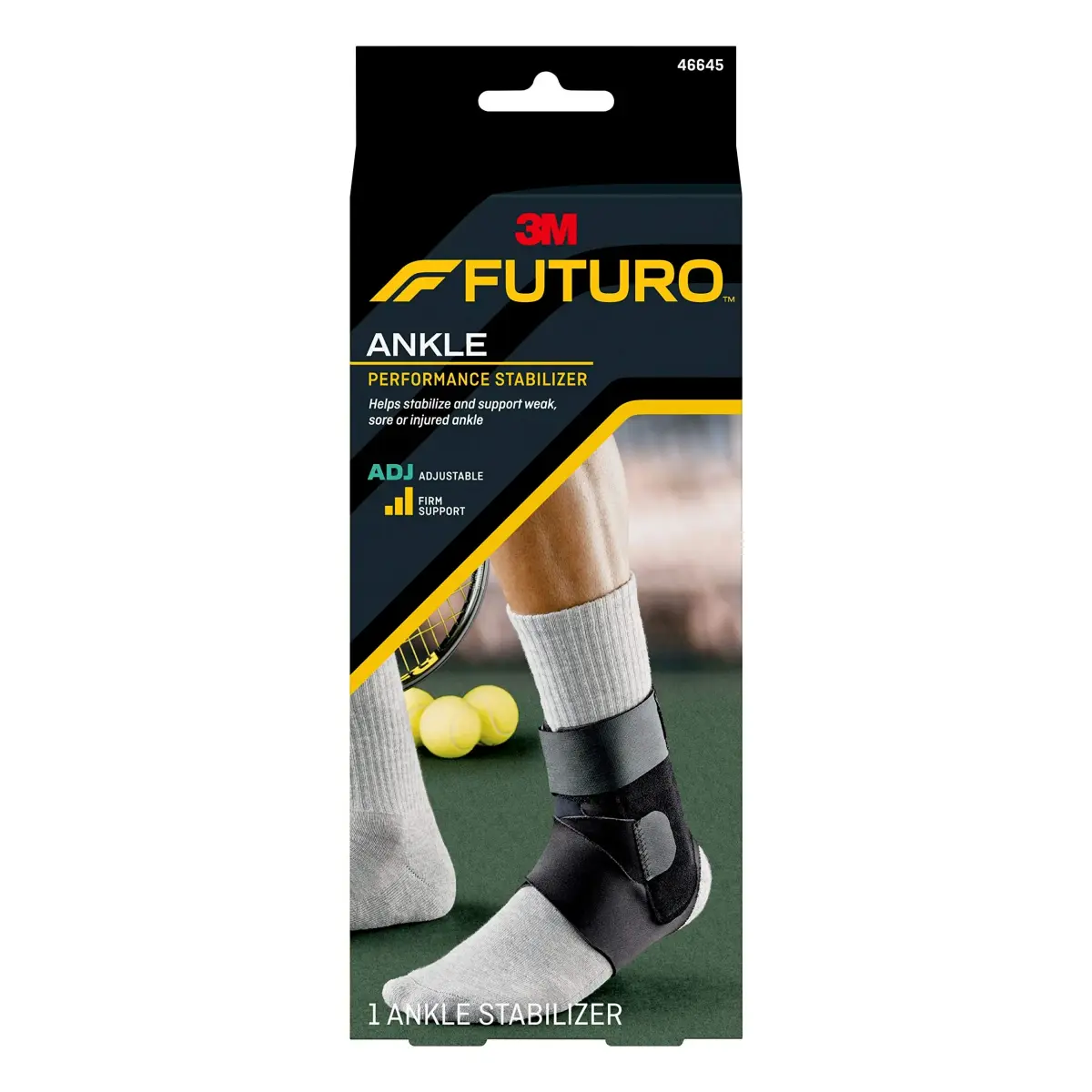 Futuro Sport Deluxe Black Ankle Stabilizer with Hook and Loop Strap, 0.11 kg (0.227 lb) | FDA Approved Professional Healthcare - main product image