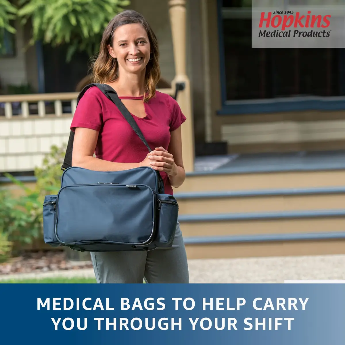 Hopkins Medical Products Home Health Shoulder Bag 14x11x7 inch Waterproof Nylon Navy Blue - view 2