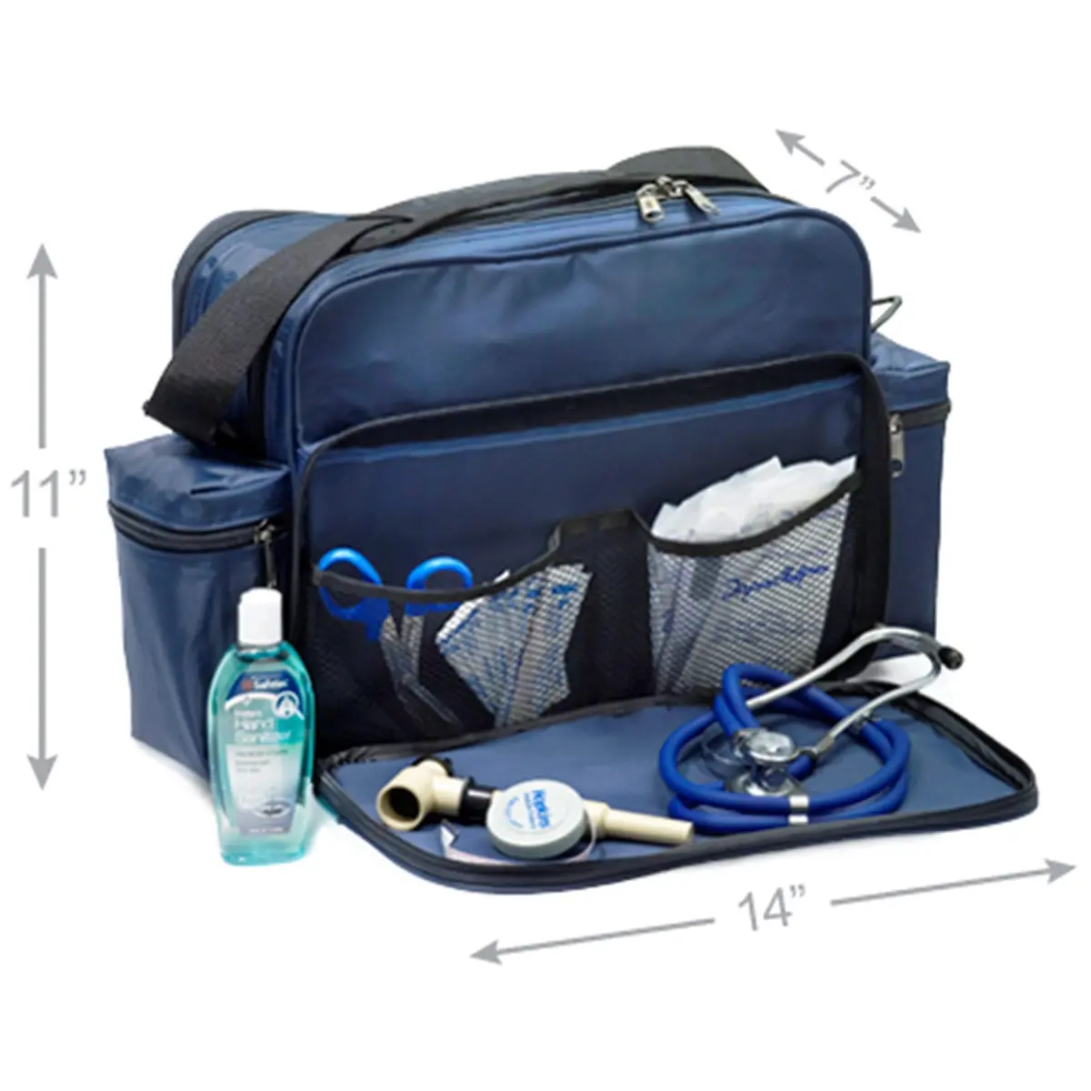 Hopkins Medical Products Home Health Shoulder Bag 14x11x7 inch Waterproof Nylon Navy Blue - view 4