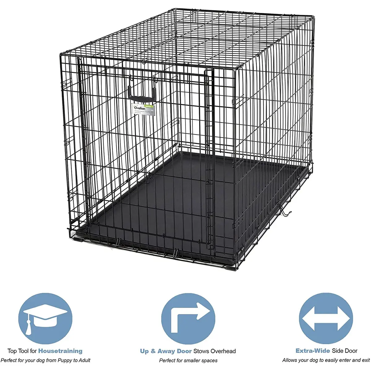 MidWest Homes for Pets Large Ovation Single Door Folding Dog Crate 43.5"L x 28.5"W x 30.5"H | Space-Saving Patented Door - view 2