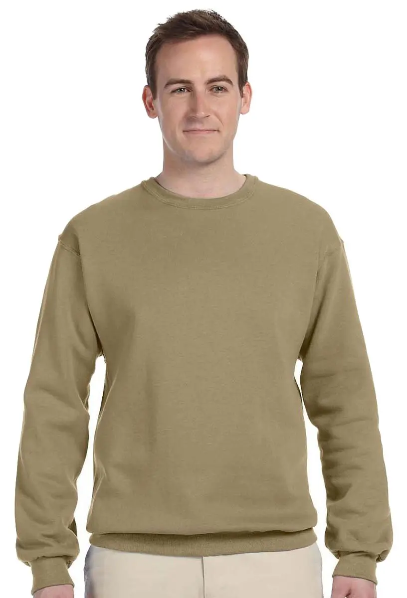 Jerzees Z NuBlend 50/50 Cotton/Poly Crew Sweatshirt | Khaki Brown, Small | Seamless, Pill-Resistant Fleece - main product image