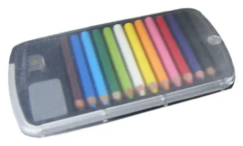 BC USA Japanese Mini Colored Pencils in Case with Eraser & Sharpener | 12 Colors, Compact Travel Size - main product image