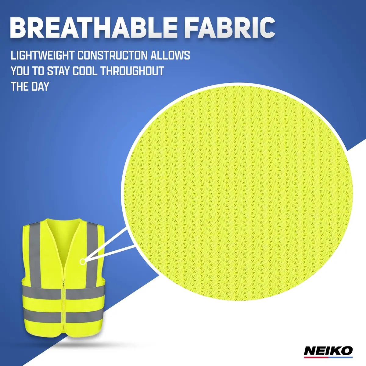 NEIKO High Visibility Safety Vest ANSI Class 2 Neon Yellow 3X-Large | Reflective, Lightweight & ANSI Certified - view 4