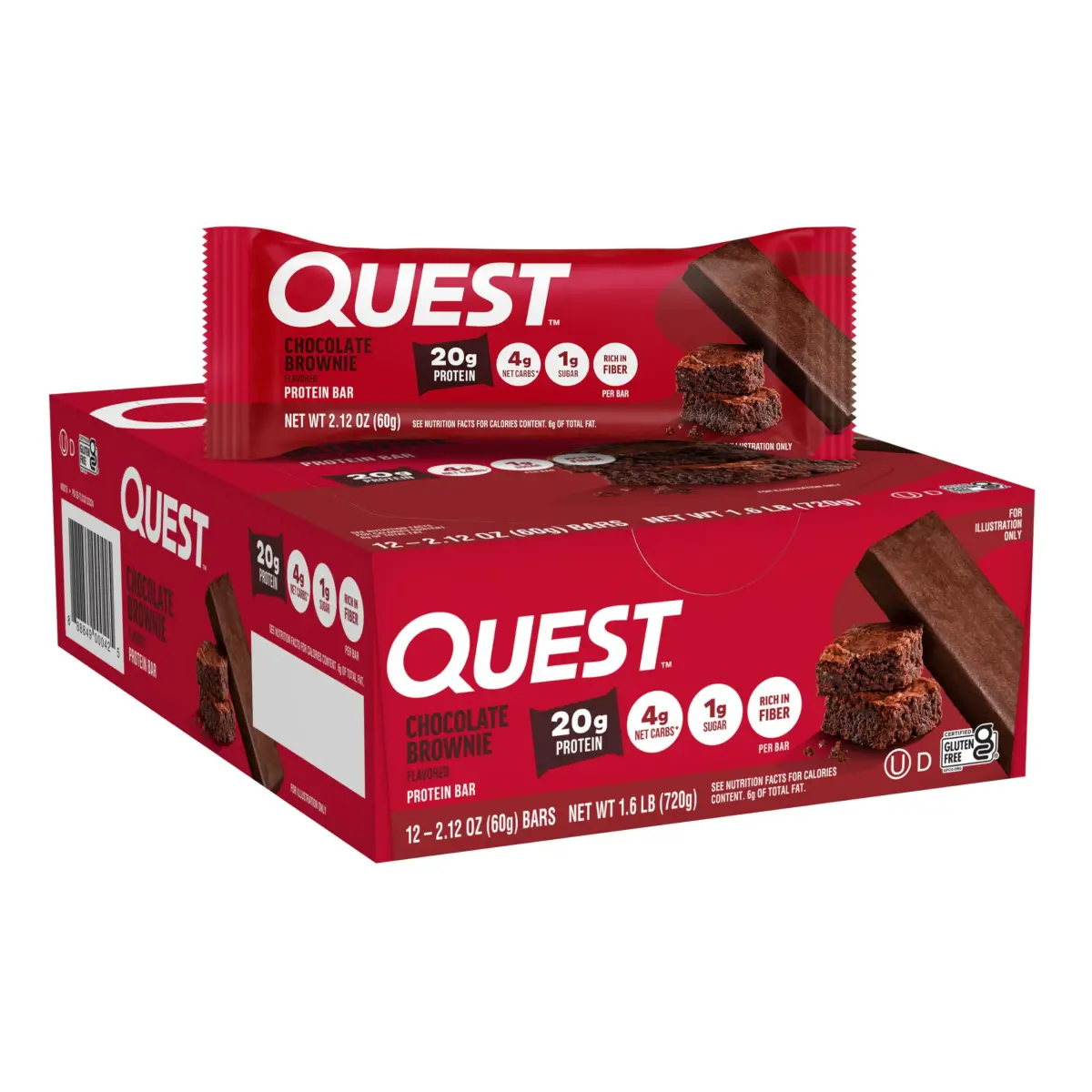 Quest Chocolate Brownie Protein Bar 20g Protein 12 Count | High Protein Snack for Indian Fitness Goals - main product image