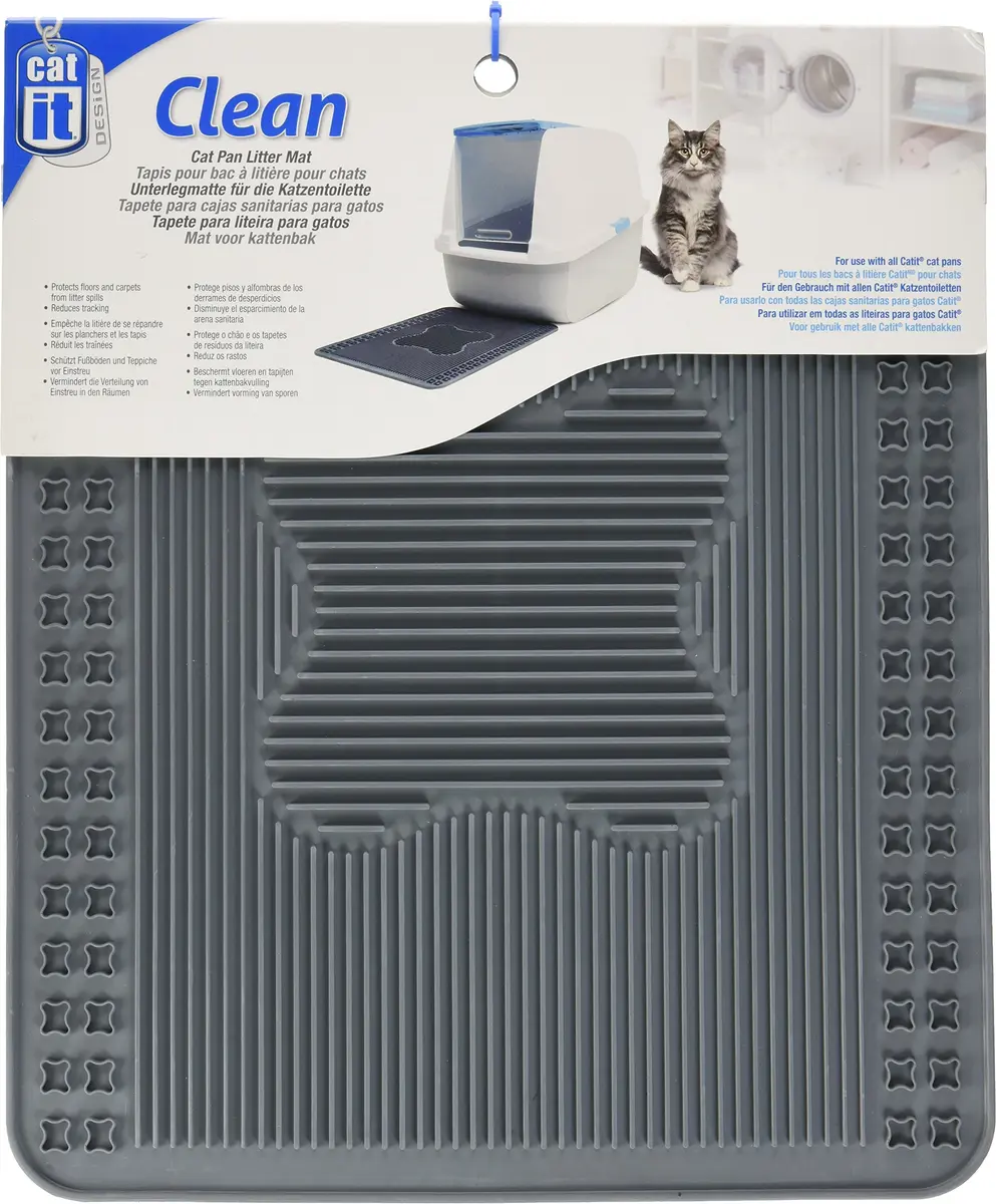 Catit Litter Pan Mat Gray 34cm (13.3in) | Catches Litter, Protects Floors - view 2