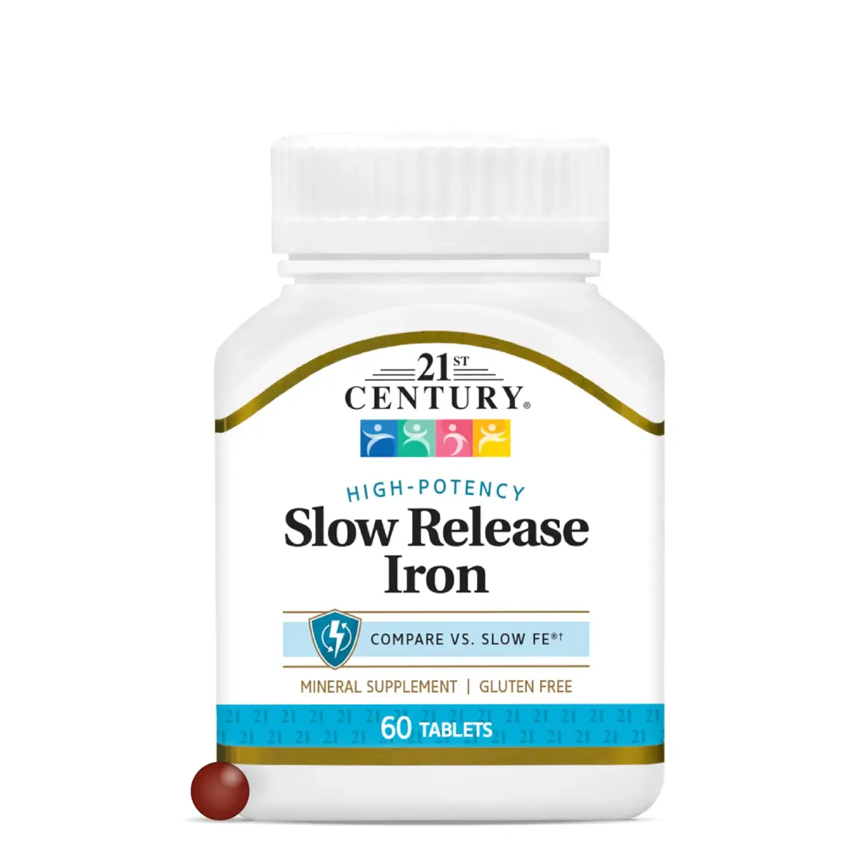 21st Century Slow Release Iron Tablets 45mg 60 Count | Gentle on Stomach, Gluten-Free - main product image