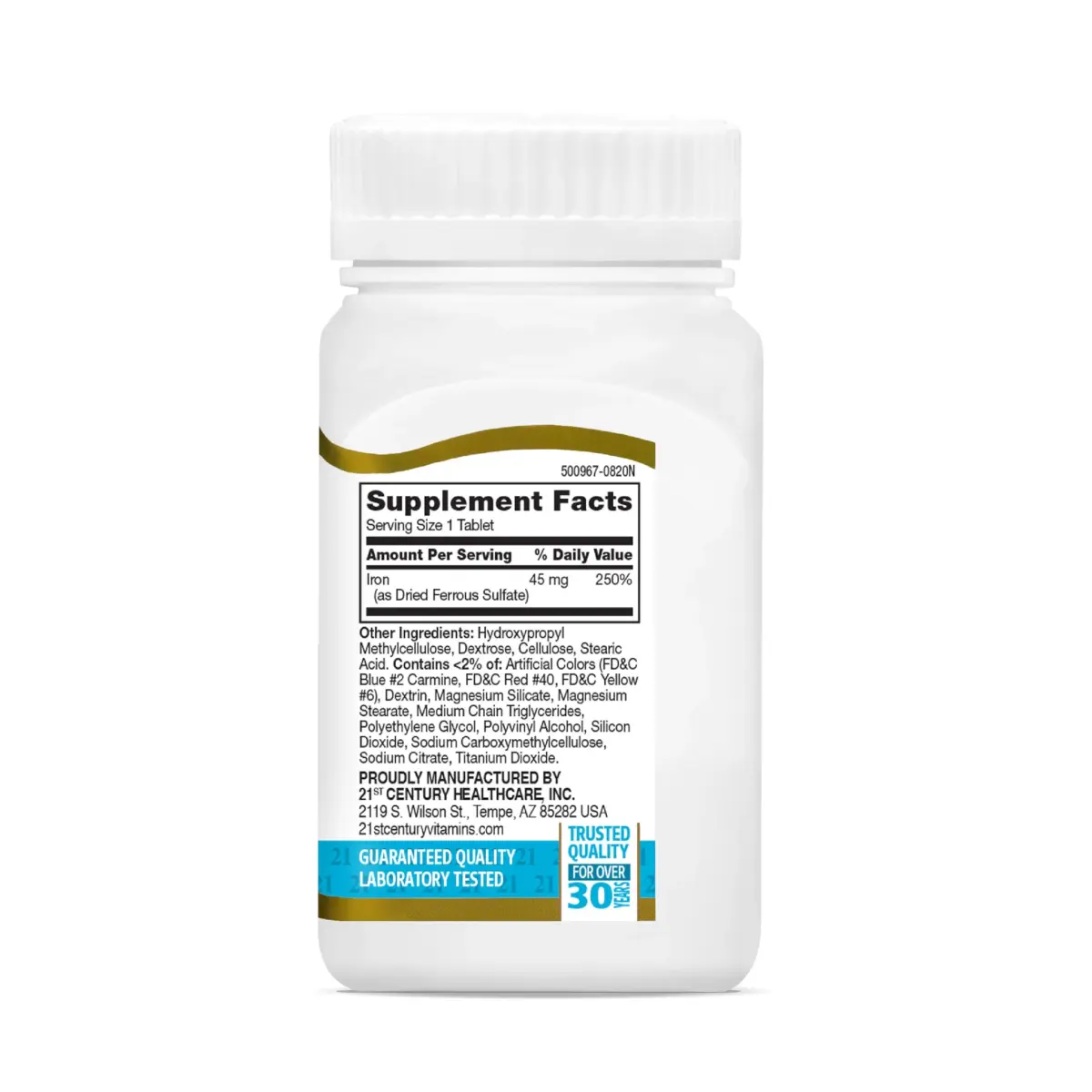 21st Century Slow Release Iron Tablets 45mg 60 Count | Gentle on Stomach, Gluten-Free - view 9