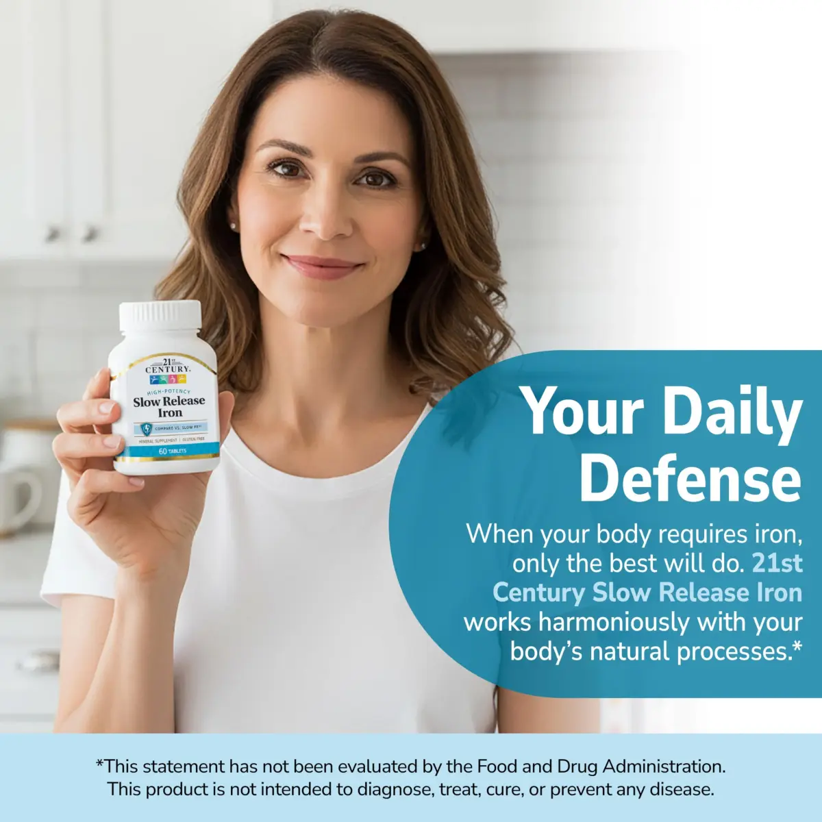 21st Century Slow Release Iron Tablets 45mg 60 Count | Gentle on Stomach, Gluten-Free - view 3