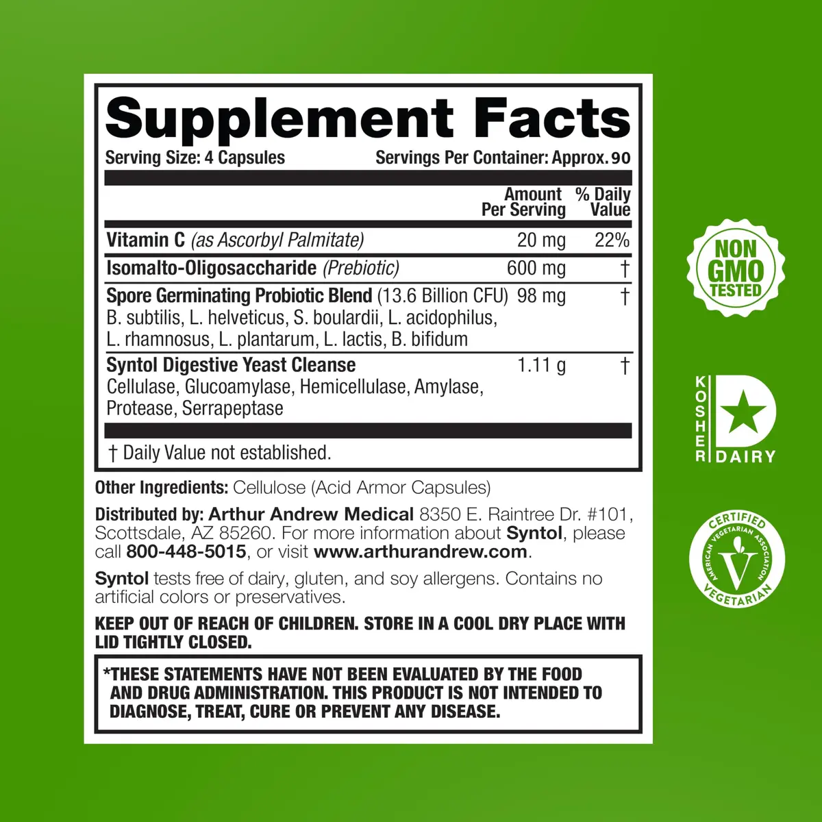 Arthur Andrew Medical Syntol AMD Probiotic Multi-Enzyme 360 Count | Digestive Wellness & Candida Support - view 2