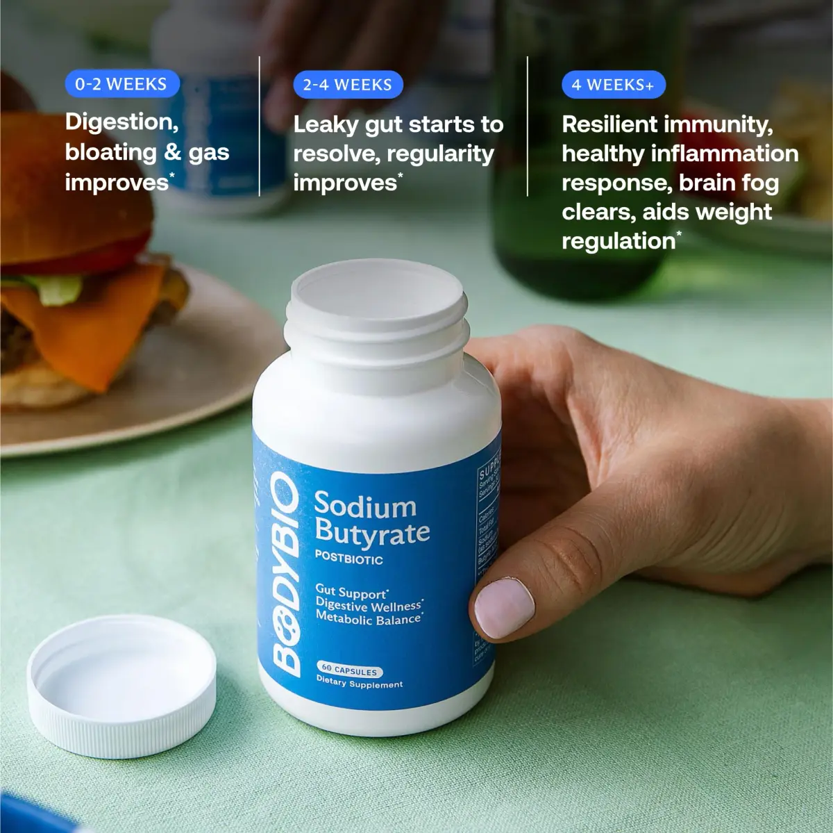 BodyBio Butyrate Sodium 100 Count | Postbiotic for Gut & Digestive Support - view 6