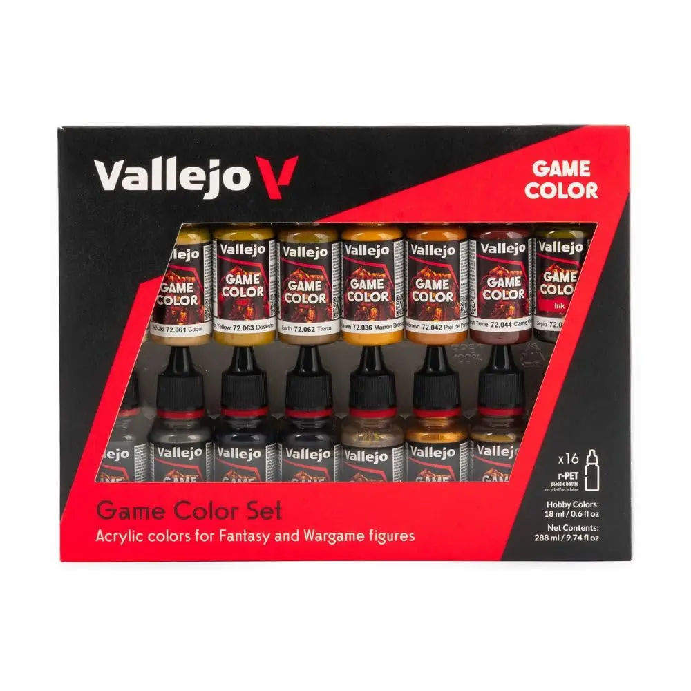 Vallejo Game Color Leather and Metal Set | 16 Bottles x 18 ml | Realistic Miniature Painting - main product image