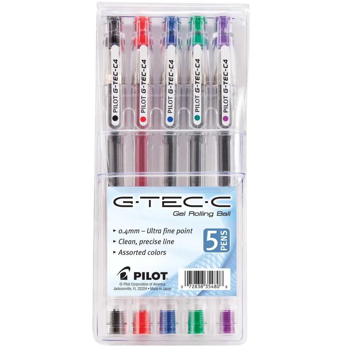 PILOT G-Tec-C Gel Ink Pens 5-Pack | Ultra-Fine 0.4mm, Assorted Colors, Precise Control - main product image