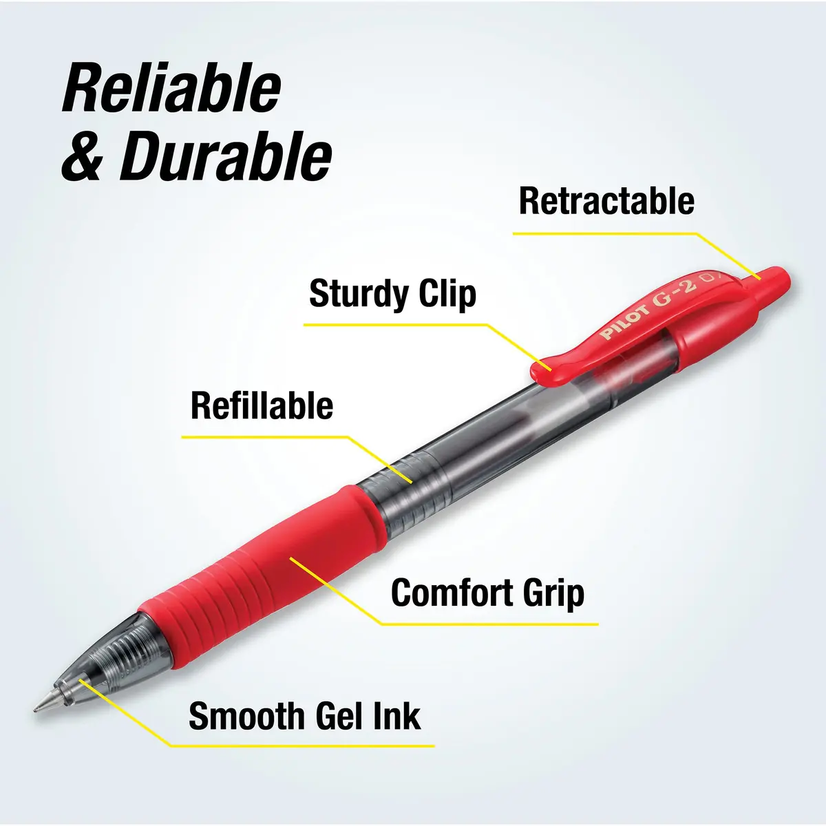 PILOT G2 Premium Gel Roller Pens Fine Point 0.7mm Red 4-Pack | Smooth Ink Flow for Students & Office - view 3