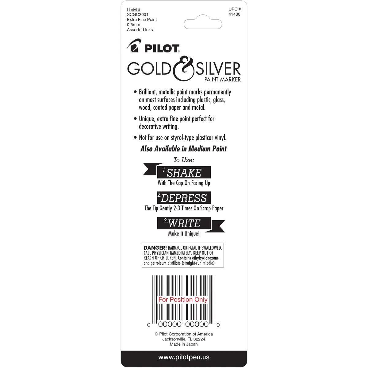 PILOT Extra Fine Point Permanent Markers, Gold/Silver Ink | Precise, Fade-Resistant, 2-Pack - view 2