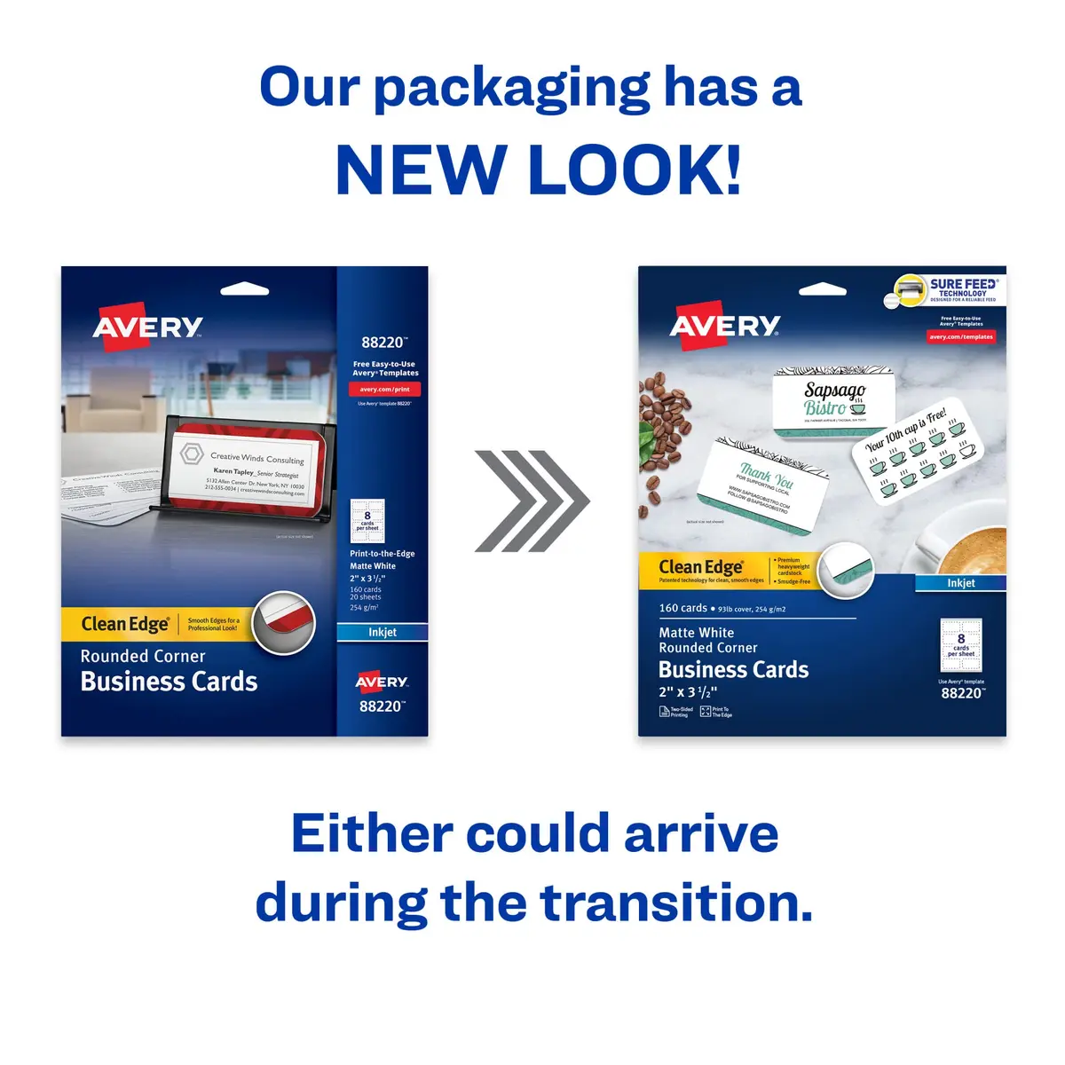 Avery Clean Edge Printable Business Cards with Sure Feed Technology, Rounded Corners, 160 Cards (25ml / 0.811 Fl Oz) | Professional Cards for Inkjet Printers - view 2