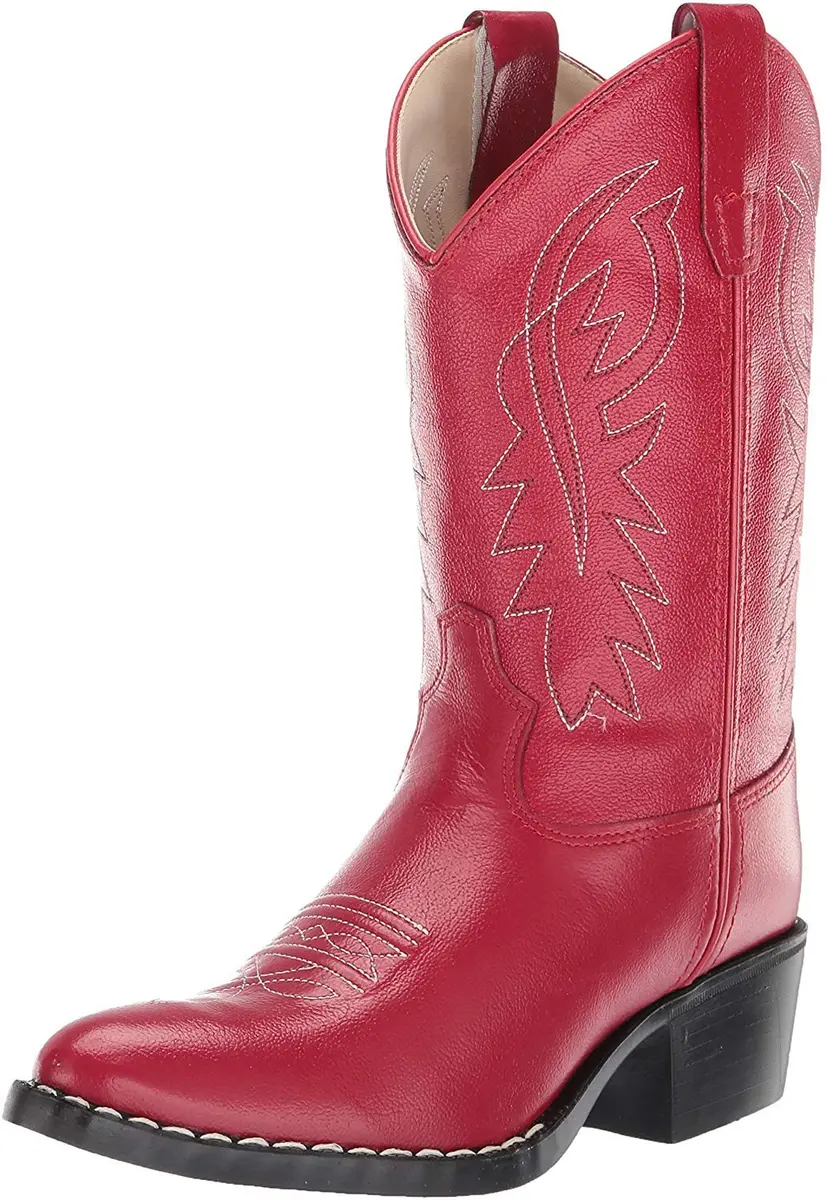 Old West Boots Girls Round Toe Boot Western, Red, 8 Toddler | Classic Western Style with Comfort - main product image
