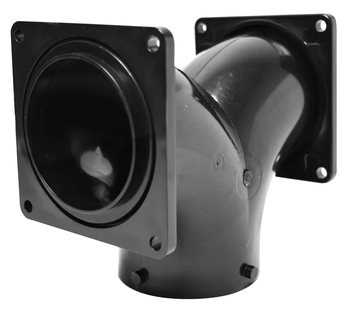 Valterra T1039 Two-Way Ell with 3" Bayonet x 3" Rotating Flange x 3" Rotating Flange, Black | Fits 1-3/8" to 1-5/8" thick doors - view 2