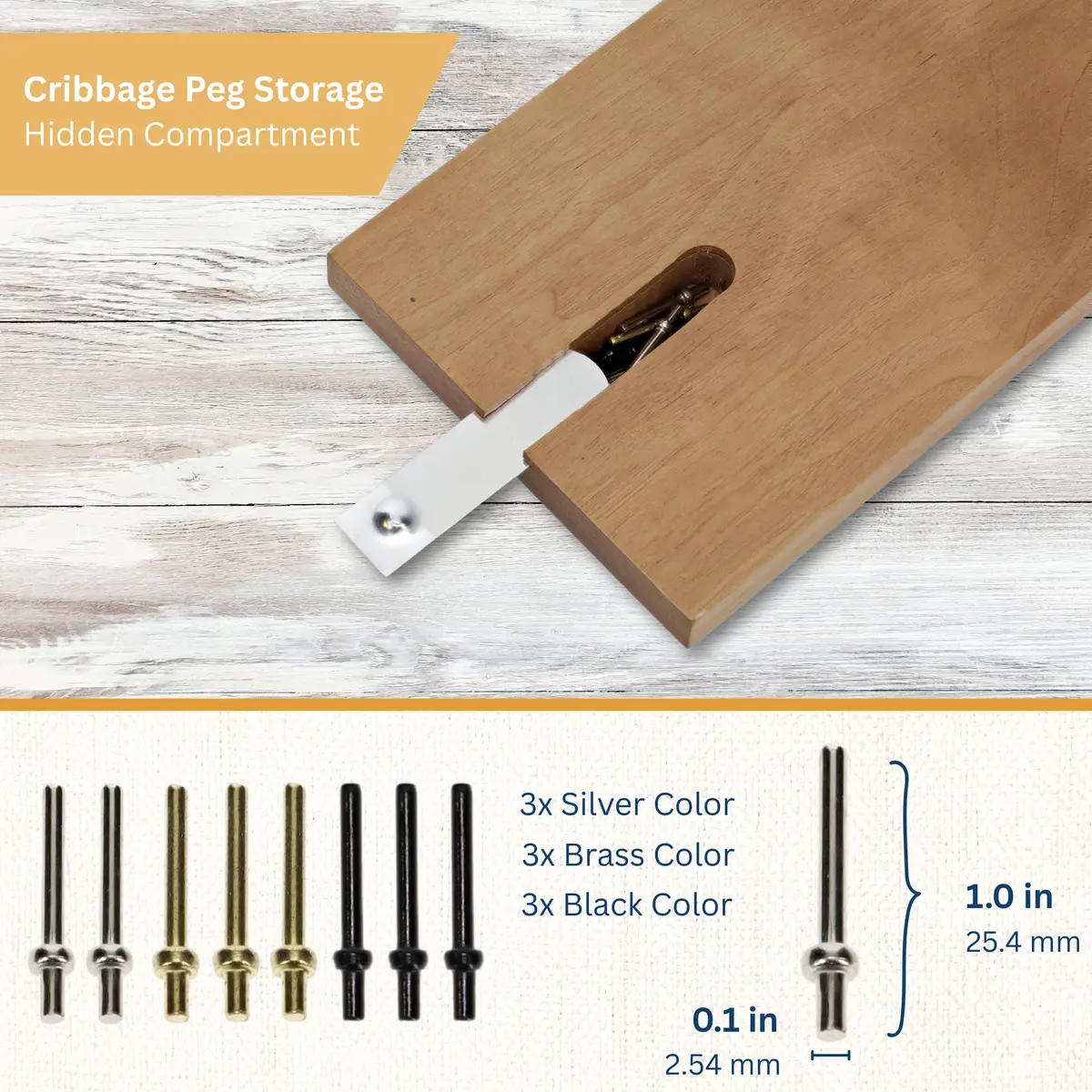WE Games Classic Cribbage Board Set 3 Track Solid Walnut Wood Board with Metal Pegs | Educational Board Game for Adults and Families - view 3