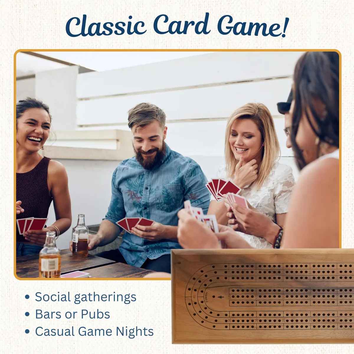 WE Games Classic Cribbage Board Set 3 Track Solid Walnut Wood Board with Metal Pegs | Educational Board Game for Adults and Families - view 4