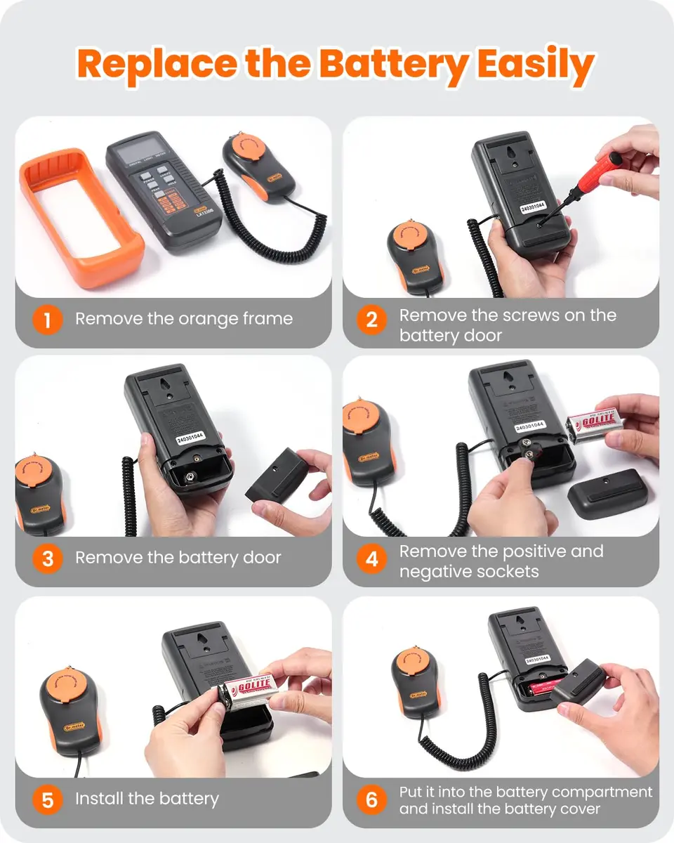 Dr.meter LX1330B Digital Illuminance Light Meter 200,000 Lux | High Precision Fast Response - view 5