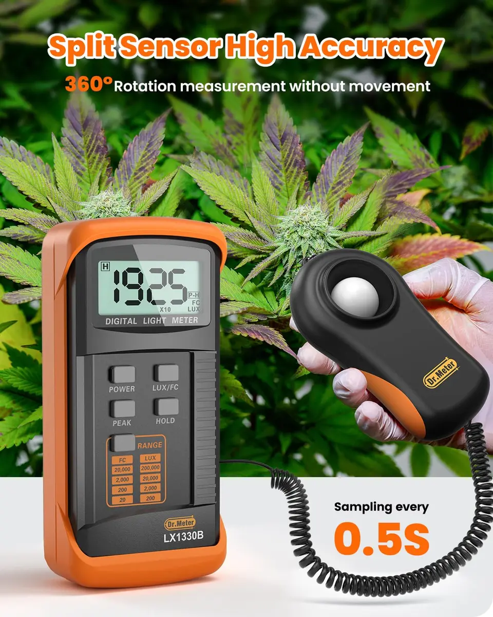 Dr.meter LX1330B Digital Illuminance Light Meter 200,000 Lux | High Precision Fast Response - view 2
