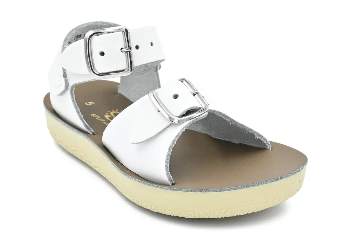 Salt Water Sandals Sun-San Surfer, White, Toddler 8 | Water-Friendly Leather, All-Day Comfort - main product image