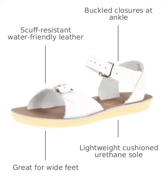 Salt Water Sandals Sun-San Surfer, White, Toddler 8 | Water-Friendly Leather, All-Day Comfort - view 4