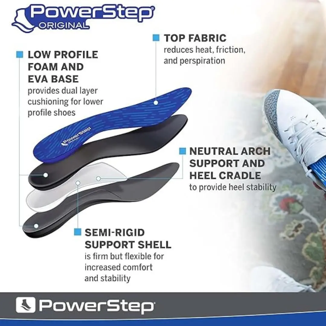 PowerStep Original Insoles, Foot Support for Plantar Fasciitis & Mild Pronation, Made in the USA (M 10-10.5, F 12) | Foot & Arch Relief - view 2