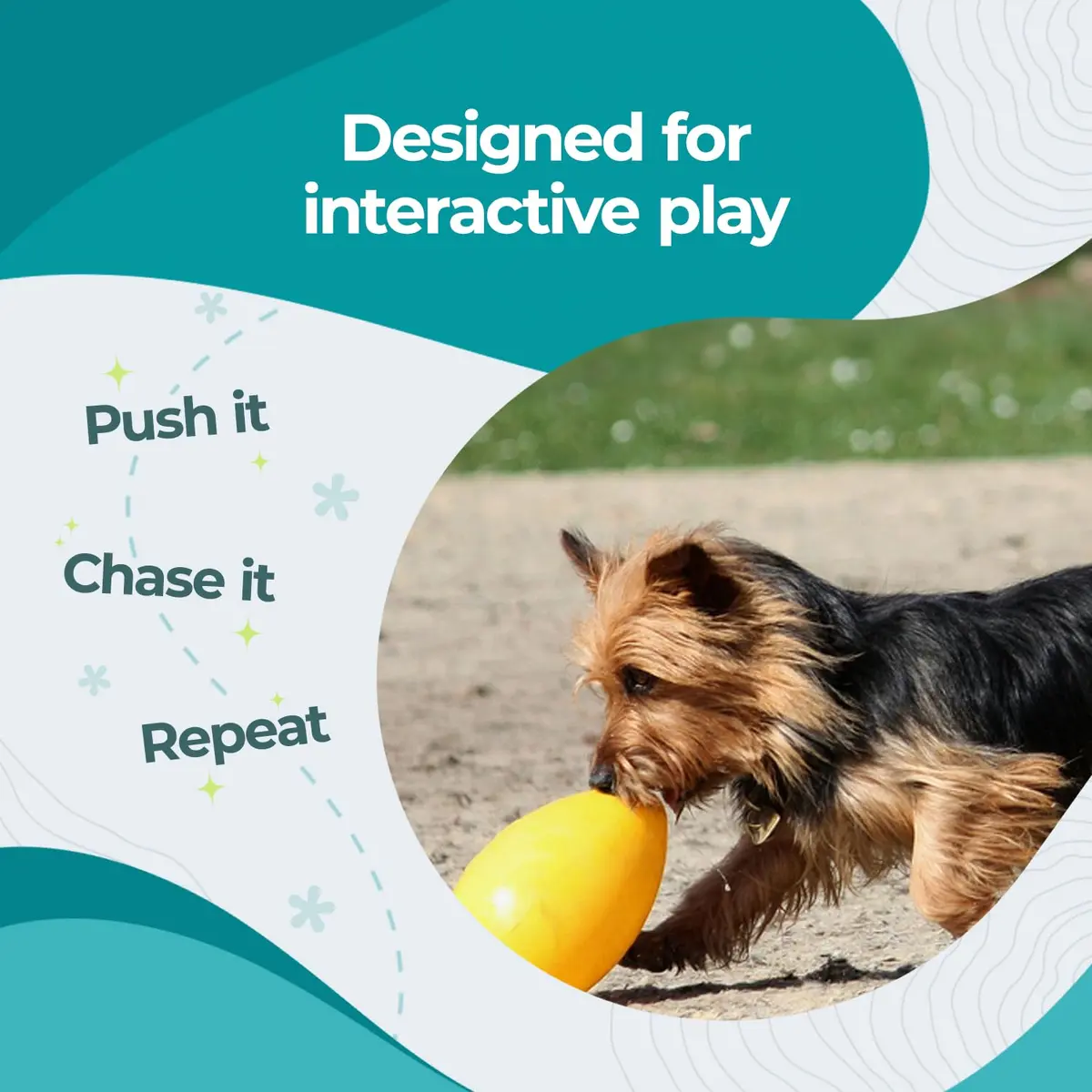 Jolly Pets Jolly Egg Herding Dog Toy, 8-inch (20.3 cm) Yellow | Unpredictable Chase & Float Fun - view 3