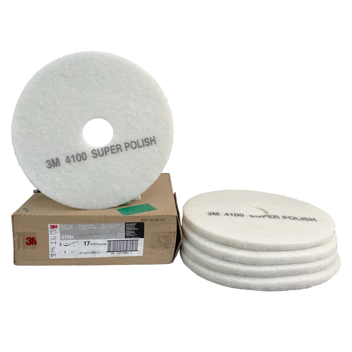 3M White Super Polish Pad 4100 | 20-inch Floor Buffer Pad for Light Cleaning & Polishing - main product image