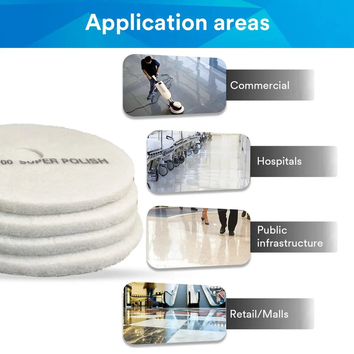 3M White Super Polish Pad 4100 | 20-inch Floor Buffer Pad for Light Cleaning & Polishing - view 3