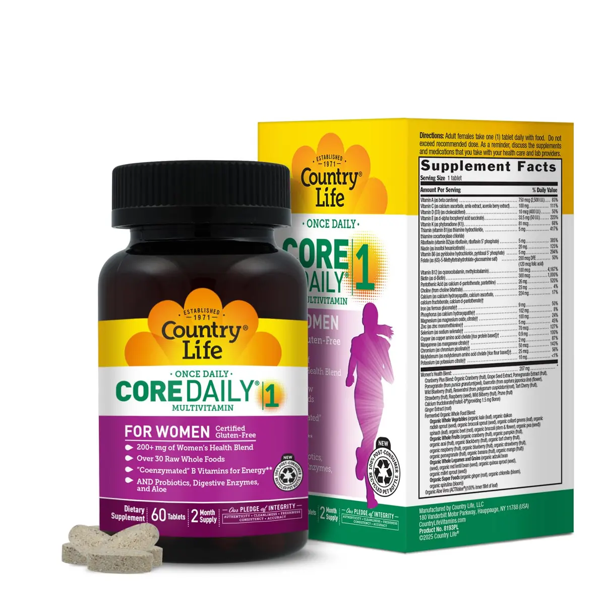 Country Life Core Daily 1 Women’s Multivitamin with Iron, 60 Tablets | Supports Women's Health & Wellness - main product image