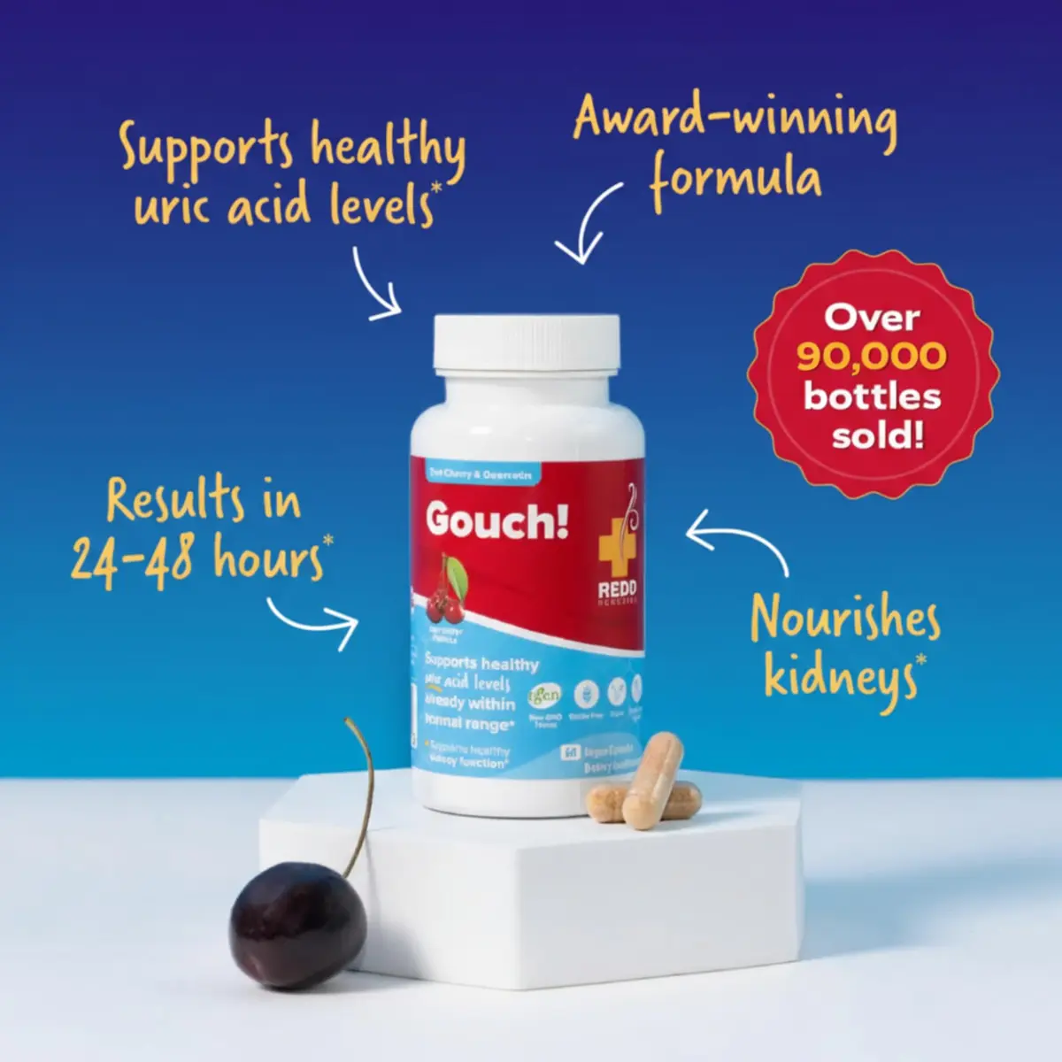Redd Remedies Gouch! | Supports Healthy Uric Acid Levels | 60 Capsules (Cherry) | Kidney & Joint Support - view 5