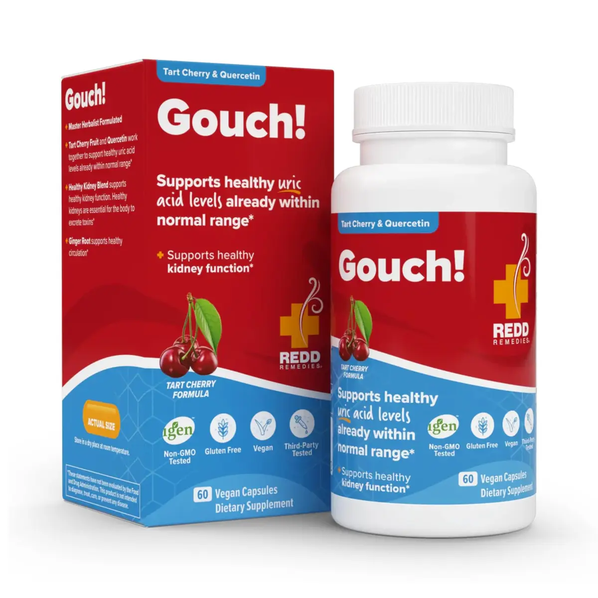 Redd Remedies Gouch! | Supports Healthy Uric Acid Levels | 60 Capsules (Cherry) | Kidney & Joint Support - main product image