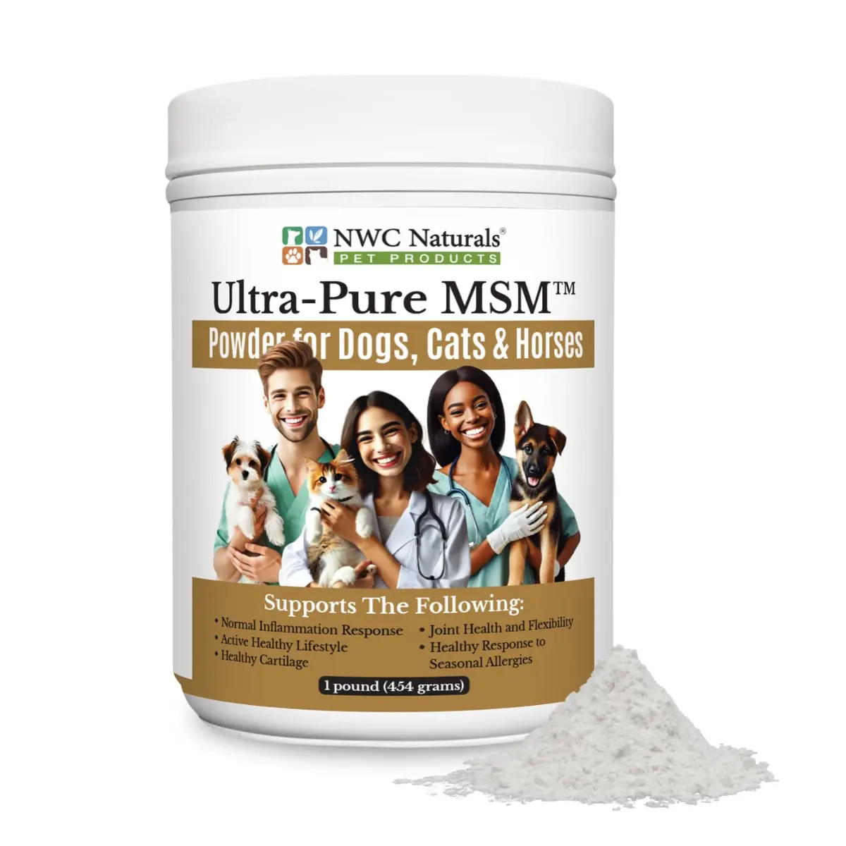 NWC Naturals MSM Powder for Dogs, Cats & Horses 454g | Supports Joint & Mobility - main product image