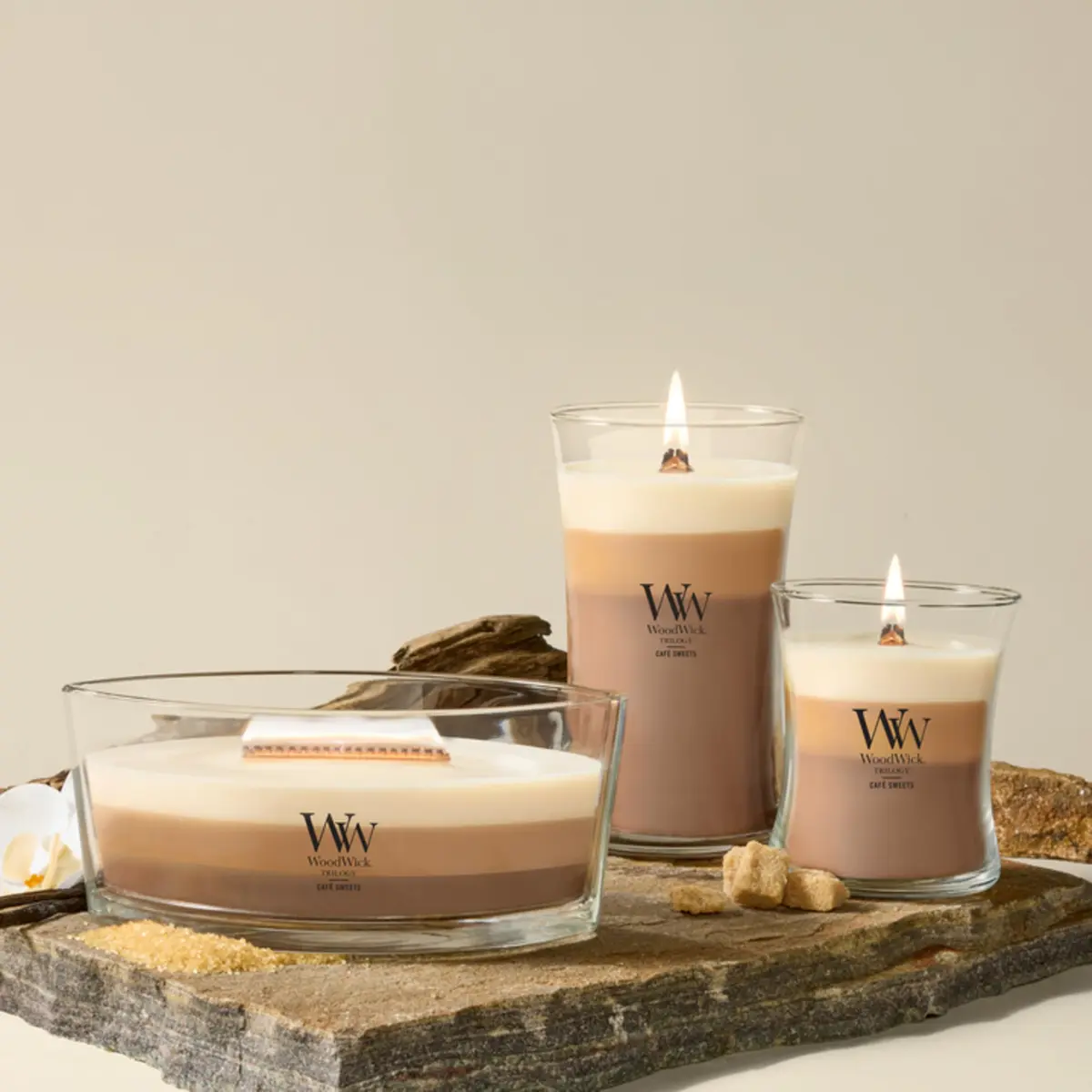 WoodWick Café Sweets Trilogy Tri-Scented Candle, Crackling Wick, 21.5oz | Layered Fragrances with Crackle Sound - view 7
