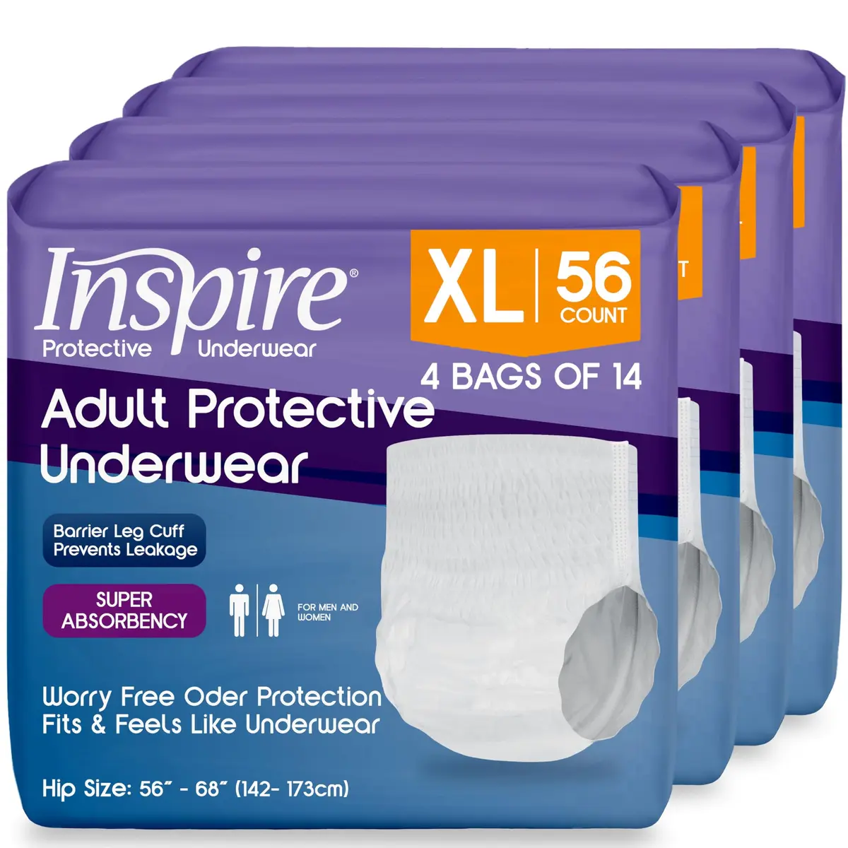 Inspire Adult Incontinence Underwear Extra Large | Super Absorbent, Odor Control, Discreet Fit - main product image