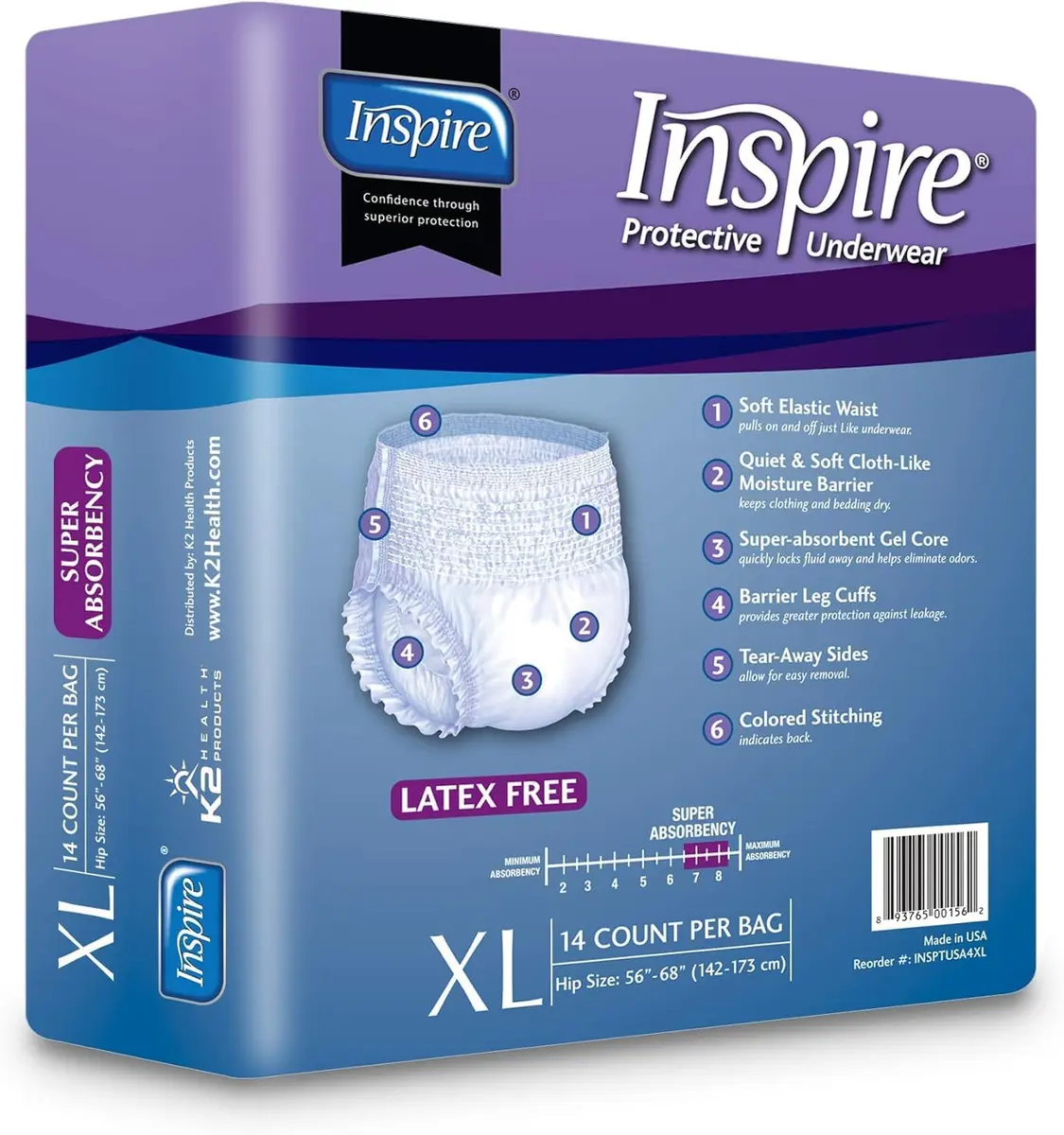 Inspire Adult Incontinence Underwear Extra Large | Super Absorbent, Odor Control, Discreet Fit - view 9