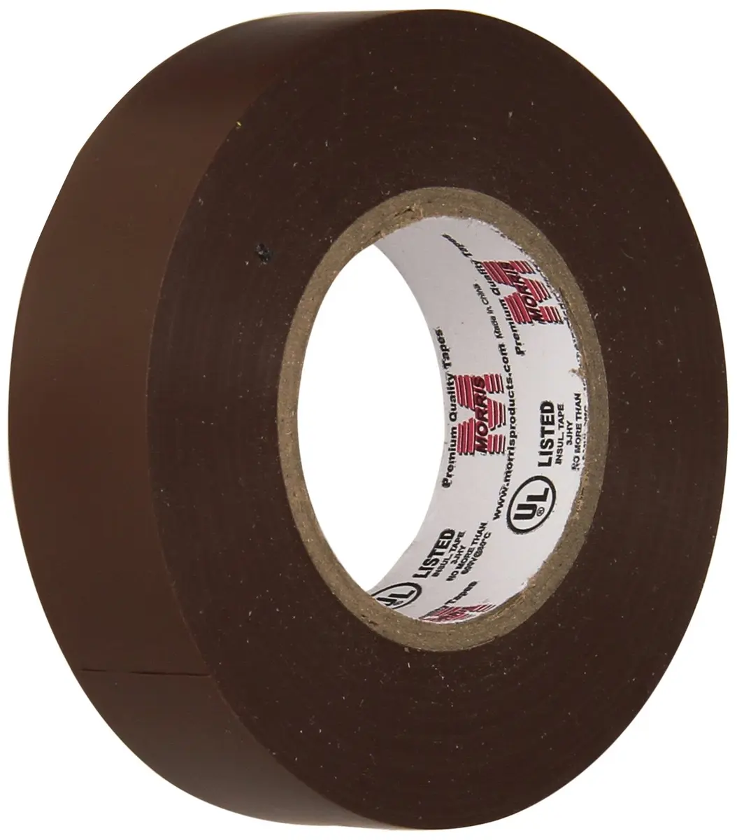 Morris Vinyl Electrical Tape 3/4 inch x 66 ft | 7 Mil PVC Brown, UL Listed, Weather Resistant - main product image