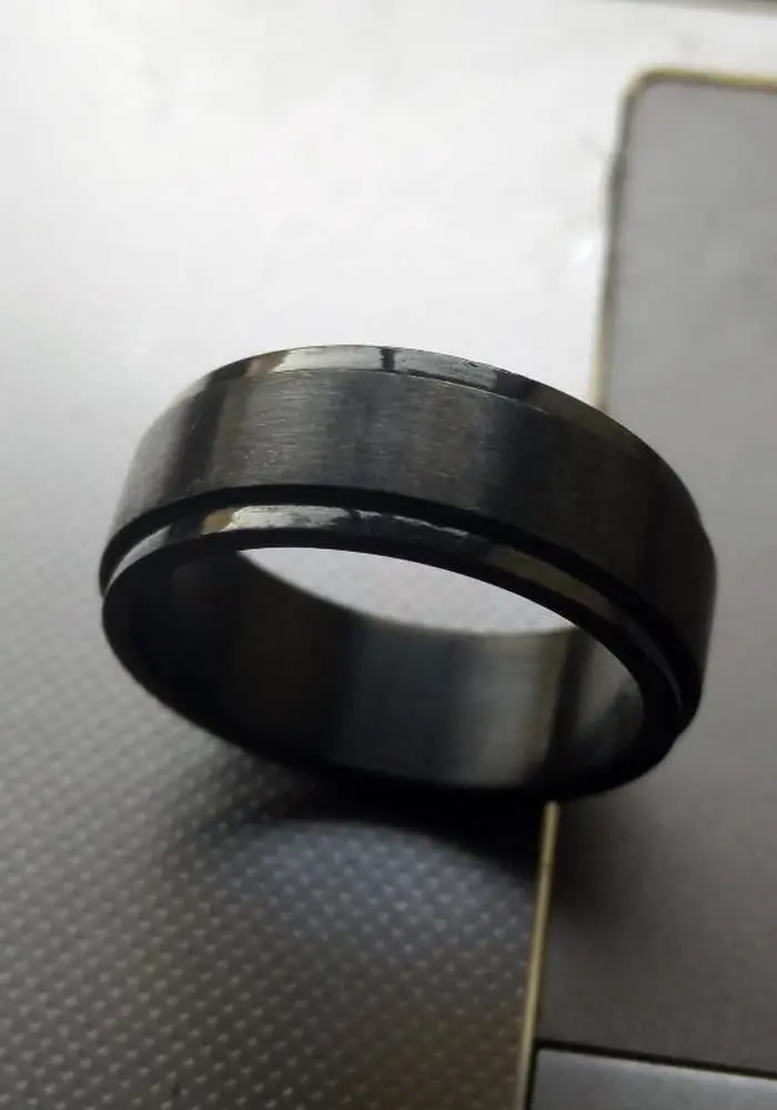 Metal Masters Men's 8MM Black Stainless Steel Spinner Ring Band | Hypoallergenic, Stress-Relief (70-120 chars) - view 2