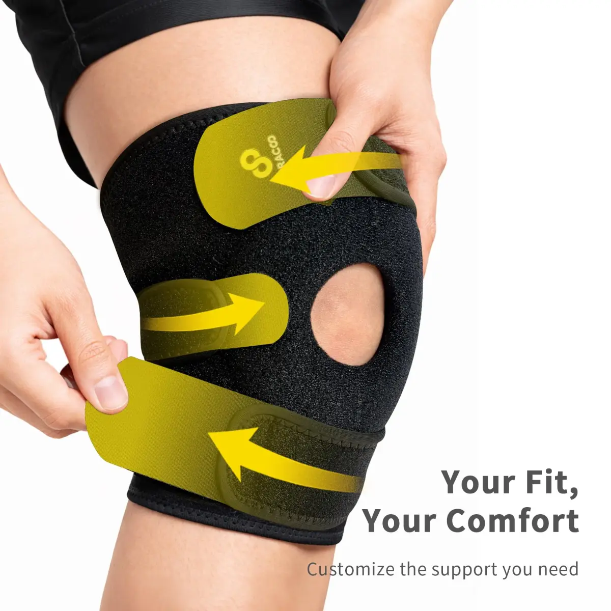 Bracoo Adjustable Knee Brace Sleeve KS10 Black | FDA Approved Medical Grade Support for Arthritis Pain & Injury Recovery - view 3