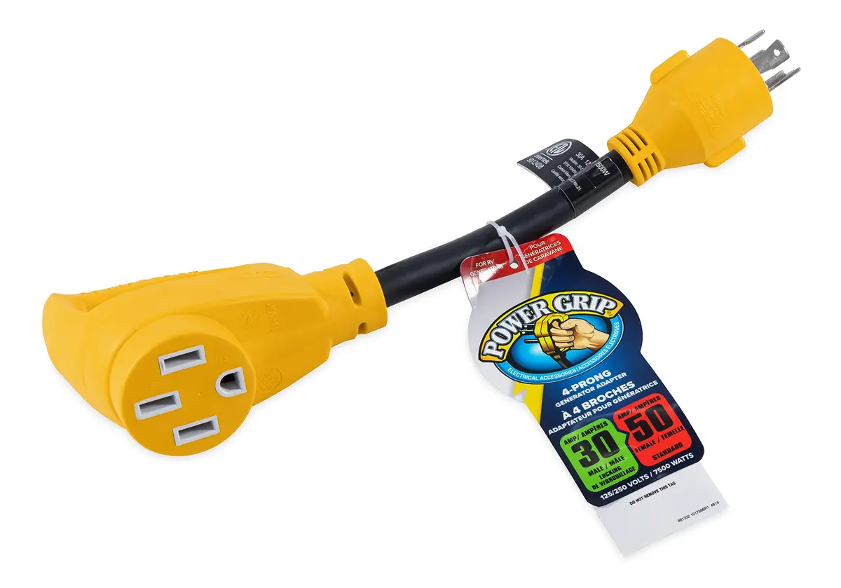 Camco PowerGrip Camper/RV Generator Adapter | 4-Prong L14-30 Male & 50-Amp Female | Rated 125/250V & 7500 Watts - view 5