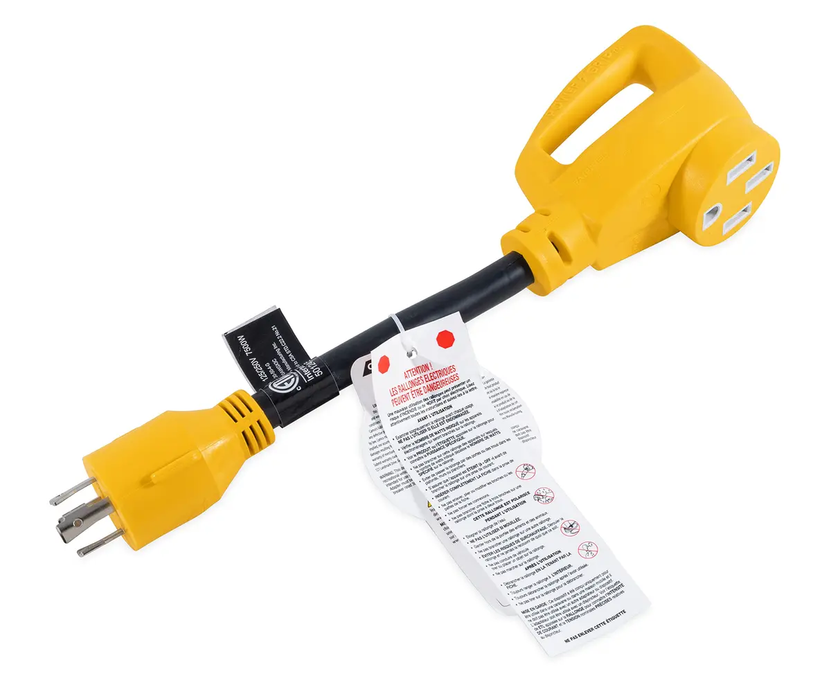 Camco PowerGrip Camper/RV Generator Adapter | 4-Prong L14-30 Male & 50-Amp Female | Rated 125/250V & 7500 Watts - view 6