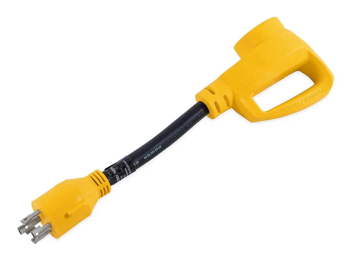 Camco PowerGrip Camper/RV Generator Adapter | 4-Prong L14-30 Male & 50-Amp Female | Rated 125/250V & 7500 Watts - view 2