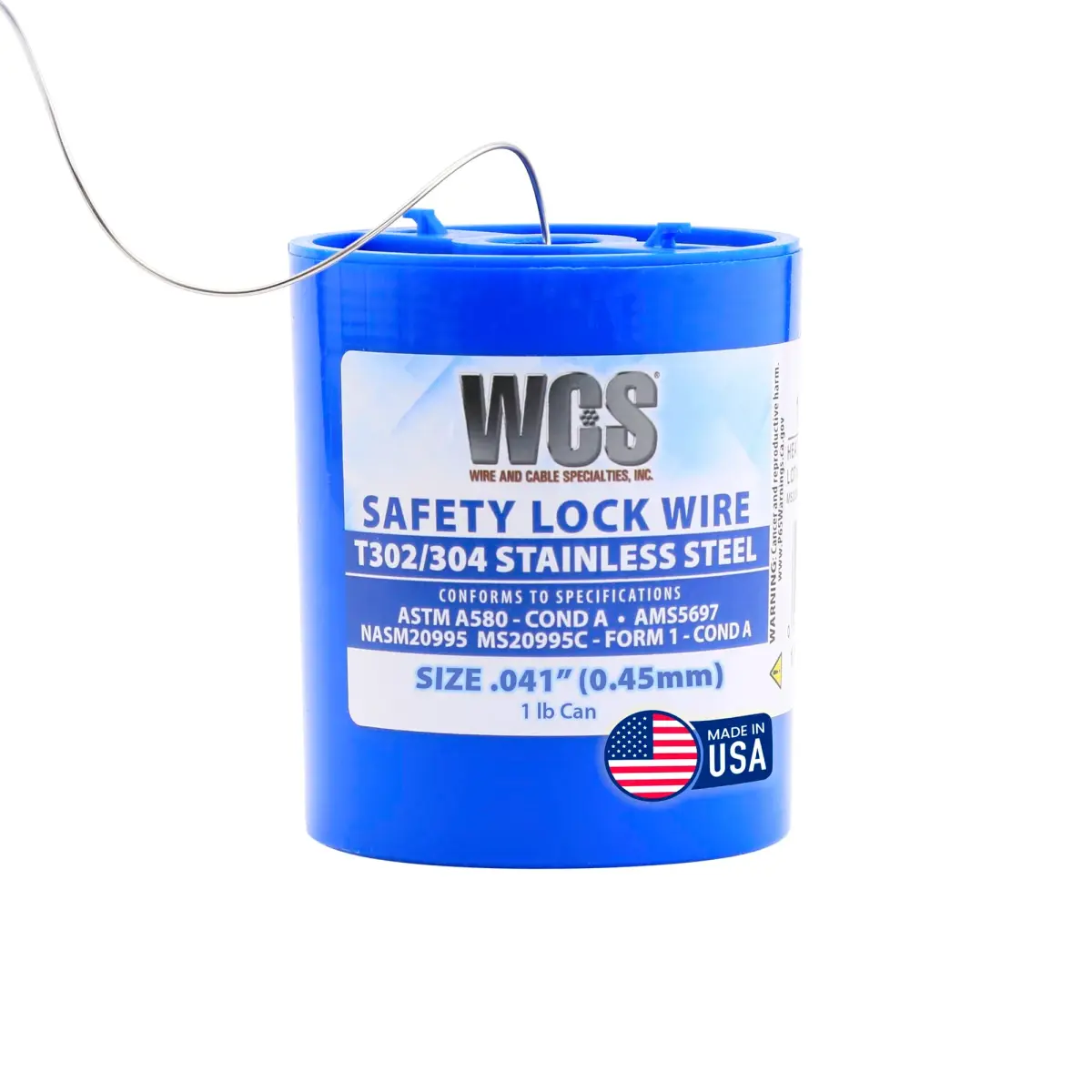 WCS .041 Stainless Steel Safety Lock Wire 221 ft (67.36 m) | NASM20995C Compliant for Aircraft & Industrial Use - main product image