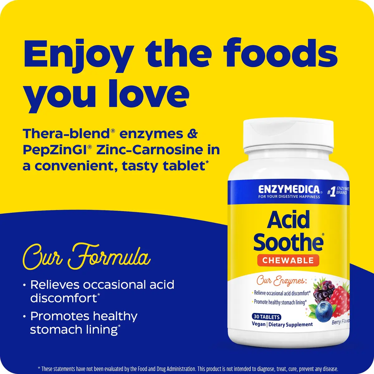 Enzymedica Acid Soothe Chewable Supplement for Women & Men - 30 Tablets | Supports Digestive Comfort & Heartburn Relief - view 4