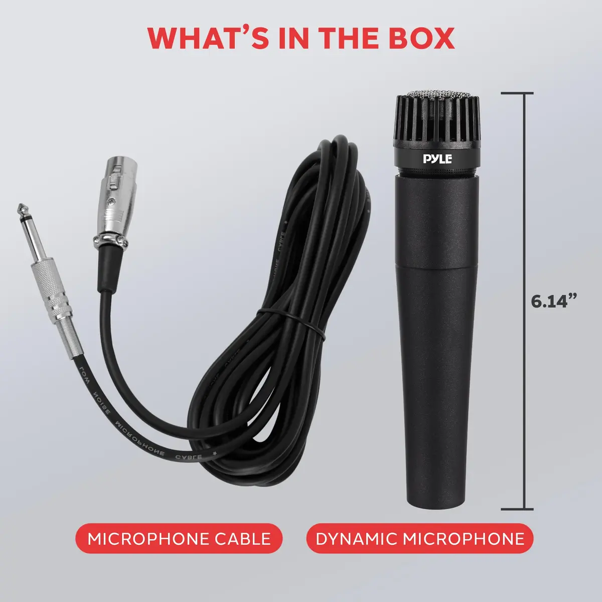 PylePro Dynamic Handheld Microphone | Unidirectional Vocal Mic with Built-in Pop Filter (6.14" x 1.24") - view 7