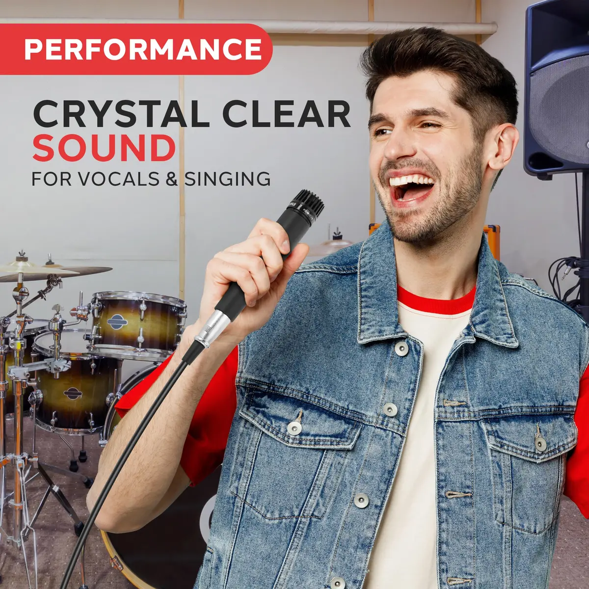 PylePro Dynamic Handheld Microphone | Unidirectional Vocal Mic with Built-in Pop Filter (6.14" x 1.24") - view 3