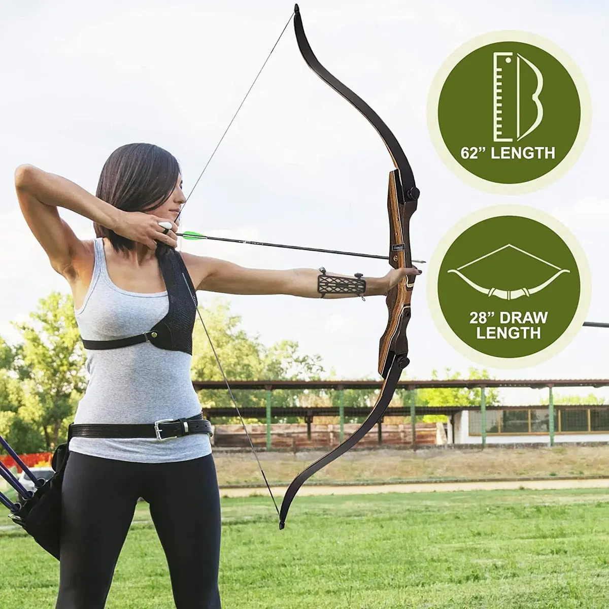 Samick Sage Recurve Bow 62 inch | 55LB Draw Weight for Beginners & Advanced Archers - view 2